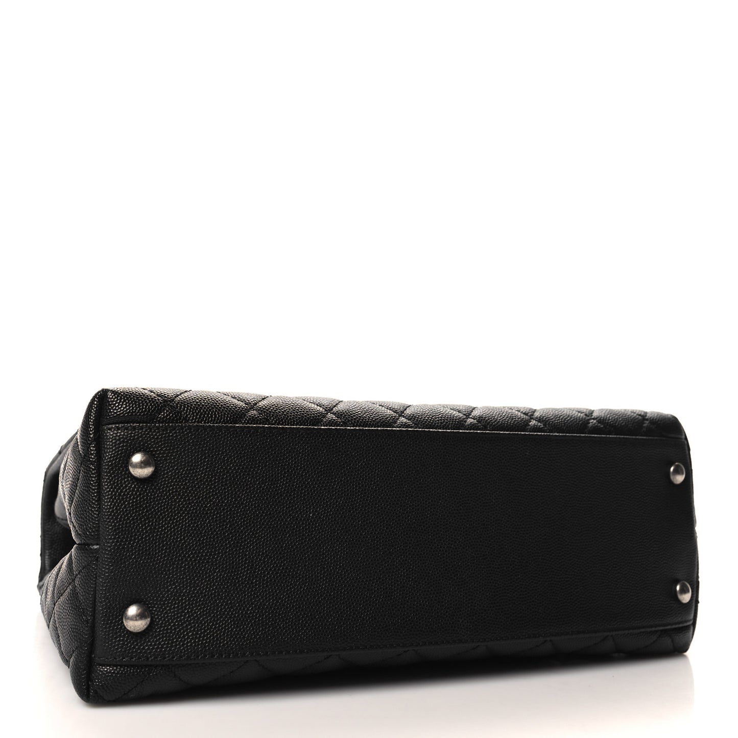 Caviar Lizard Quilted Small Coco Handle Flap Black