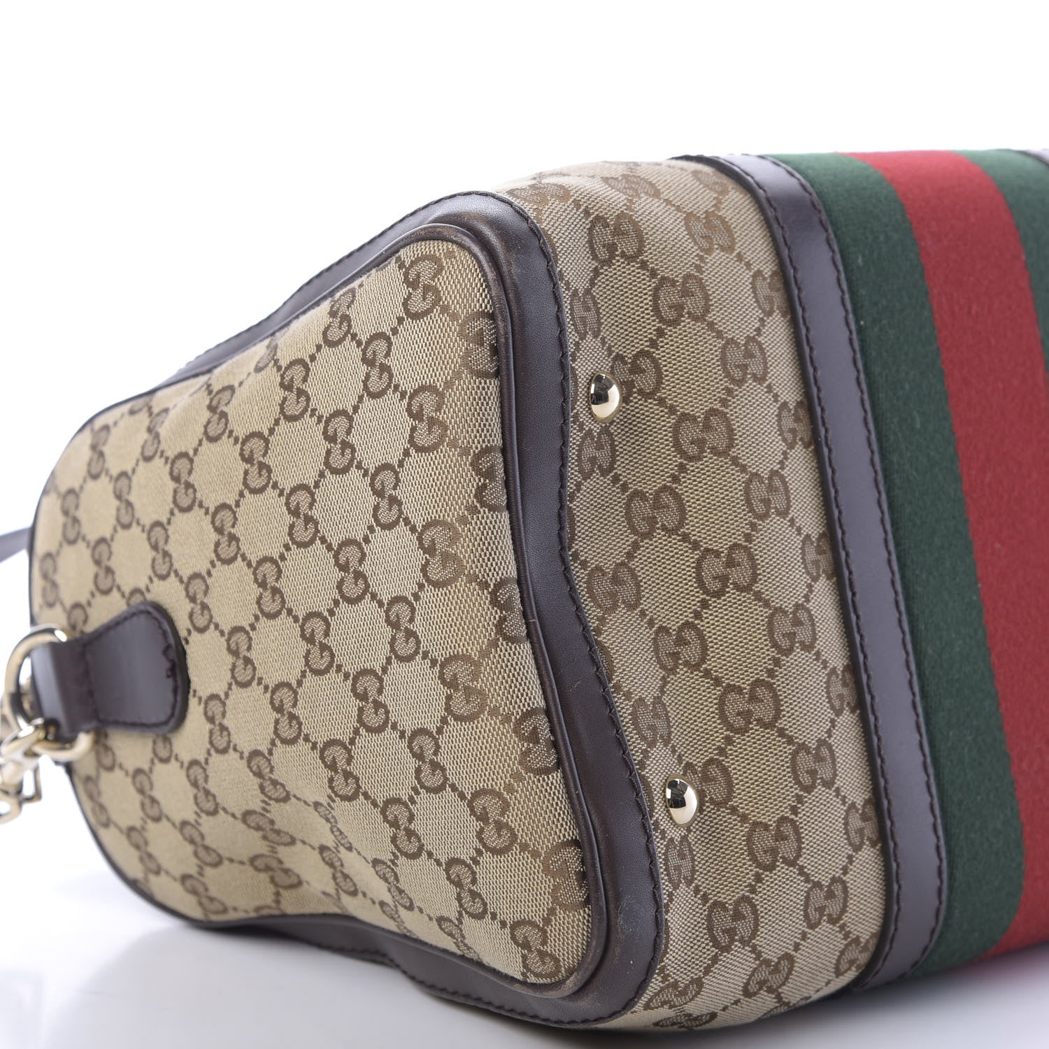 Gucci Monogram Vintage Web Medium Boston Dark Brown 6 of 15