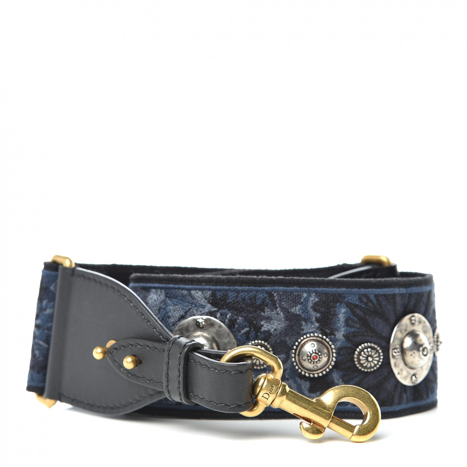 Christian Dior Canvas Embroidered Studded KaleiDiorscopic Adjustable Shoulder Strap Blue 1 of 4