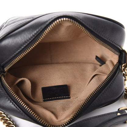 Gucci Calfskin Matelasse Mini GG Marmont Chain Shoulder Bag Black 5 of 14