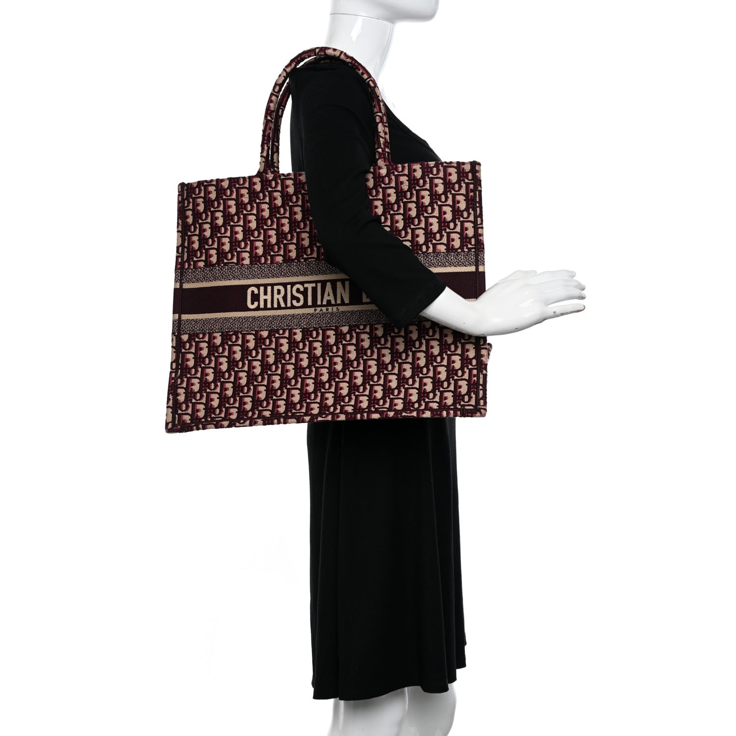 Oblique Large Book Tote Burgundy Multicolor