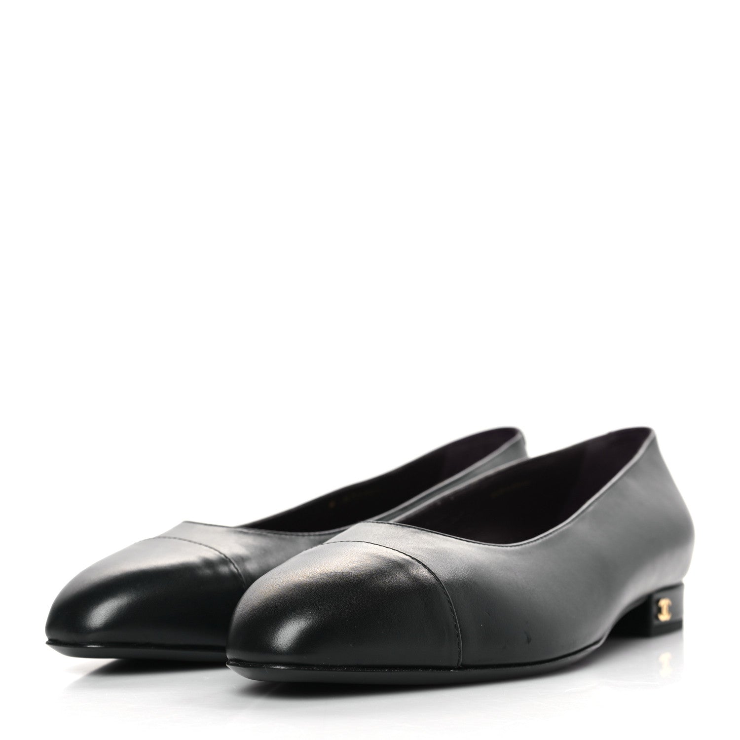 Chanel Lambskin Cap Toe Ballerina Flats 40.5 Black 3 of 11