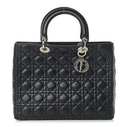 Christian Dior Lambskin Cannage Large Lady Dior Black 1 of 14