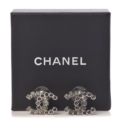 Chanel Baguette Crystal CC Earrings Silver 5 of 5