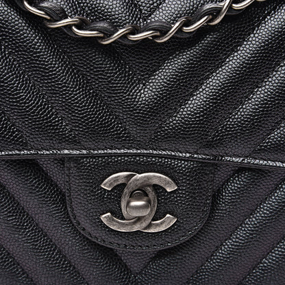 Chanel Iridescent Caviar Chevron Quilted Mini Rectangular Flap Black 7 of 10