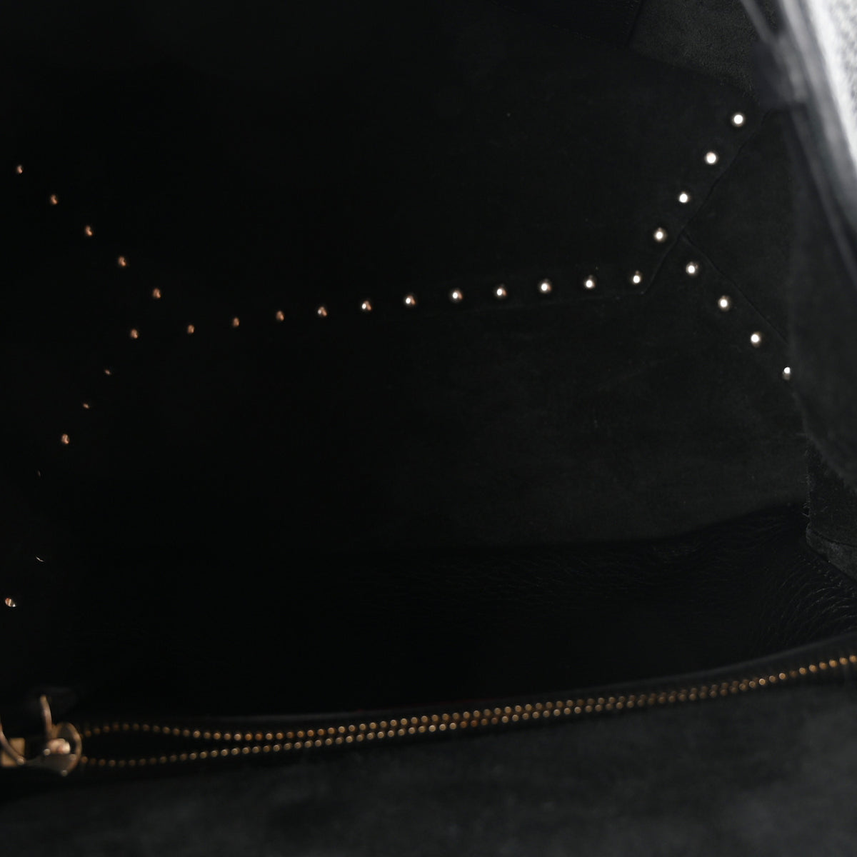 Pebbled Calfskin Rockstud Drawstring Backpack Black