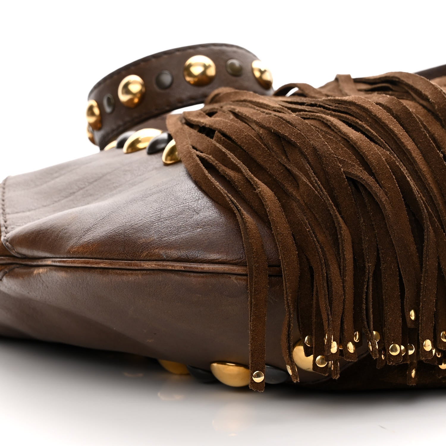 Gucci Calfskin Suede Fringe Babouska Hobo Brown 9 of 11