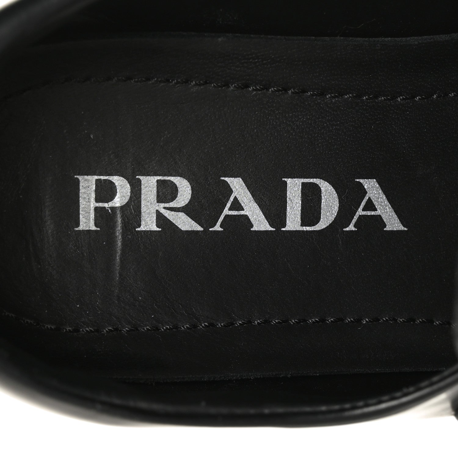 Prada Spazzolato Rois Metal Triangle Logo Monolith 55mm Loafers 35 Black 8 of 9