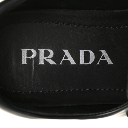 Prada Spazzolato Rois Metal Triangle Logo Monolith 55mm Loafers 35 Black 8 of 9