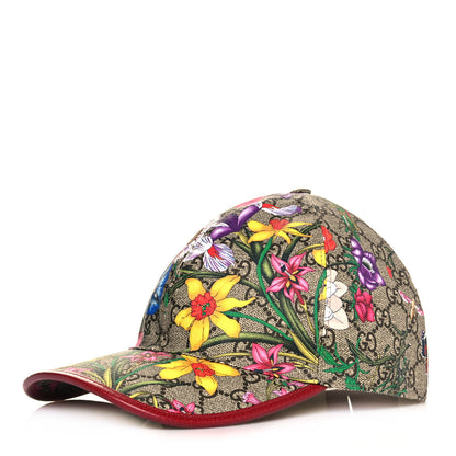 Gucci GG Supreme Flora Claudia Baseball Hat 57 M Red 1 of 8
