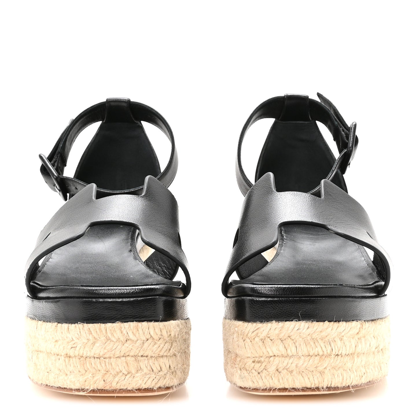 Goatskin Elda Espadrille Wedge Sandals 39 Black