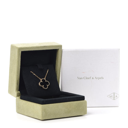 Van Cleef & Arpels 18K Yellow Gold Black Onyx Vintage Alhambra Pendant Necklace 7 of 7