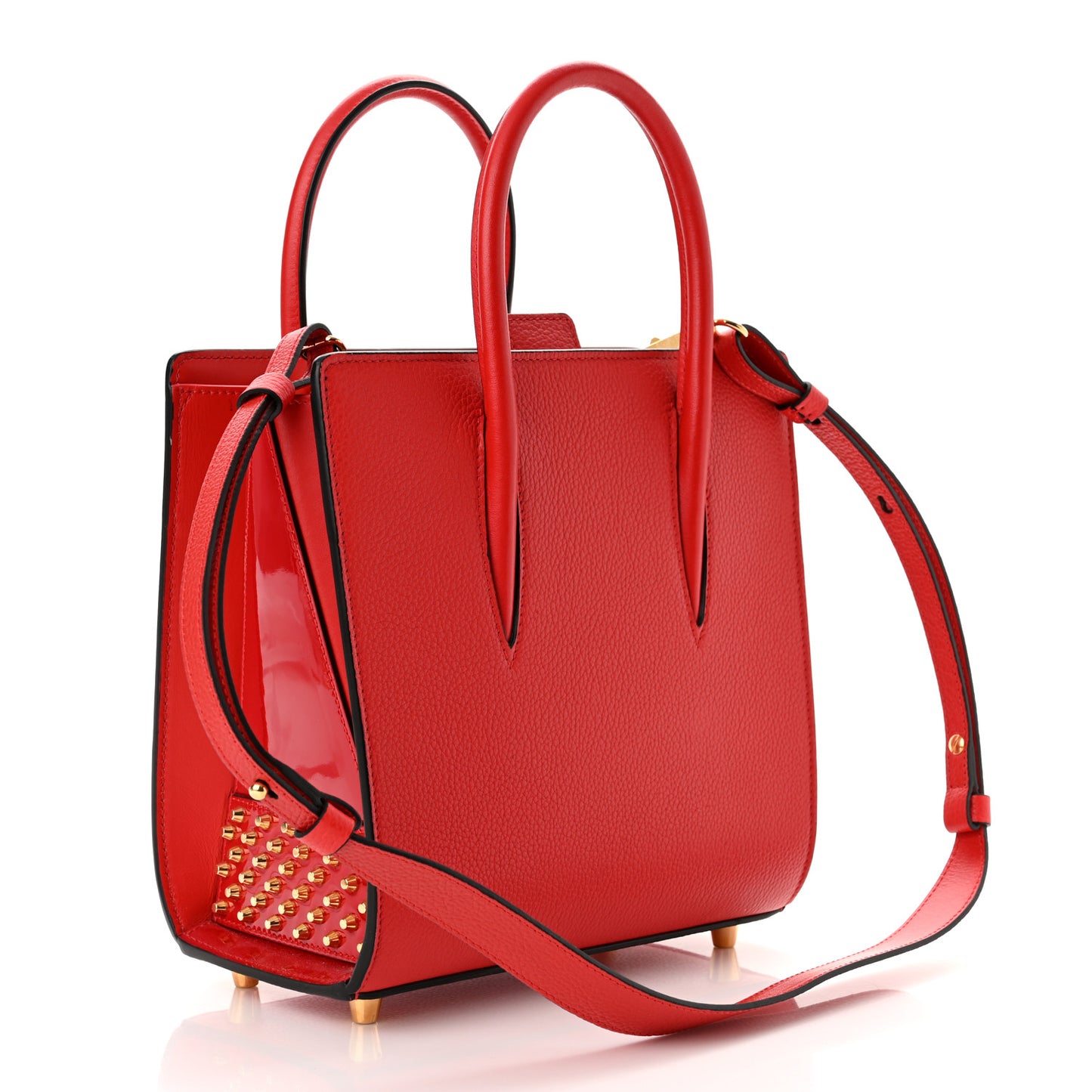 Calfskin Patent Studded Small Paloma Red