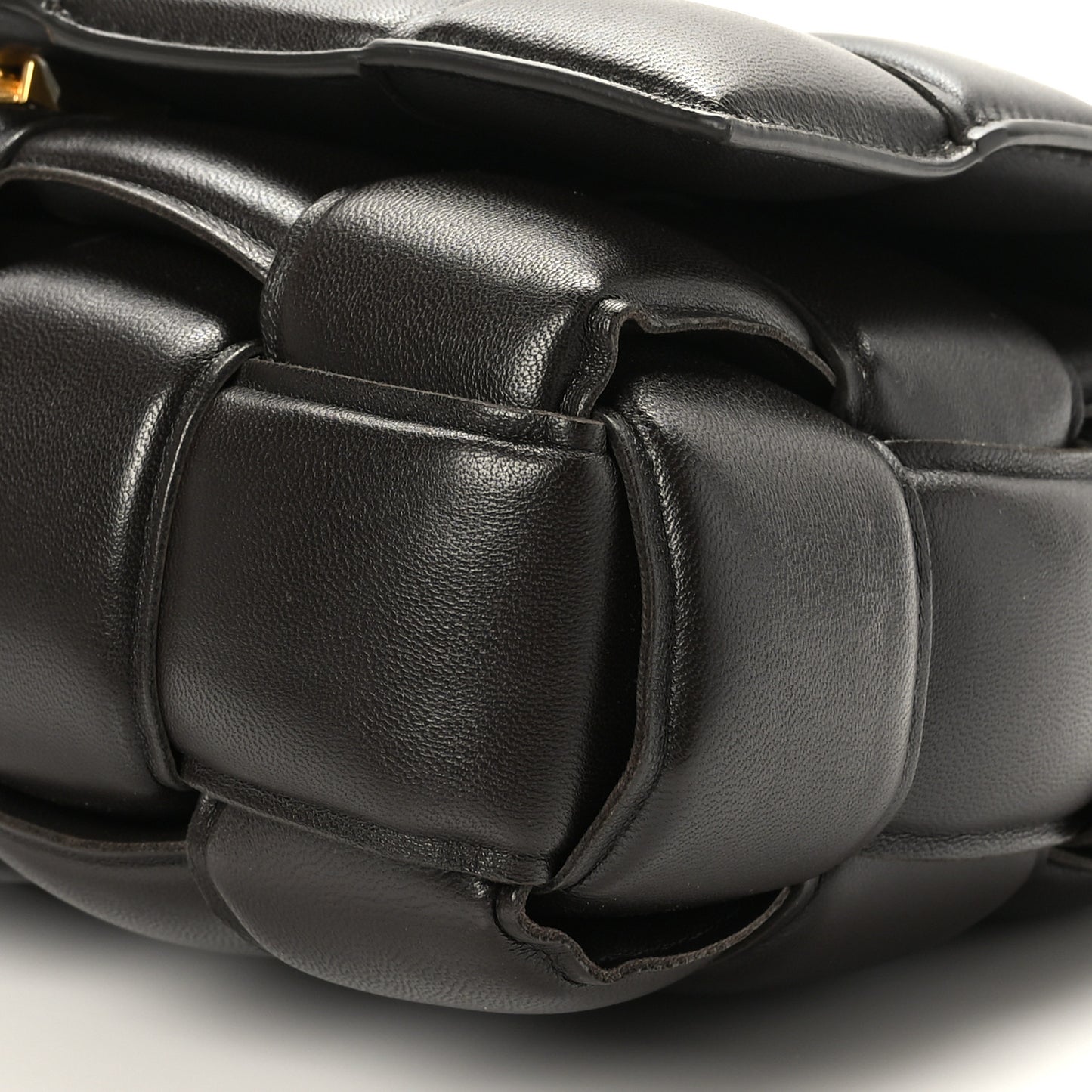 Lambskin Maxi Intreccio Padded Chain Cassette Crossbody Bag Black