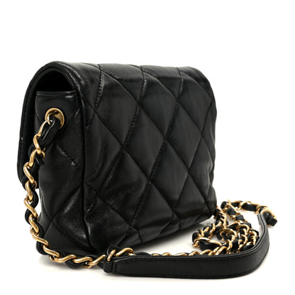 Chanel Lambskin Resin Quilted Mini Heart Square Flap Black 2 of 10