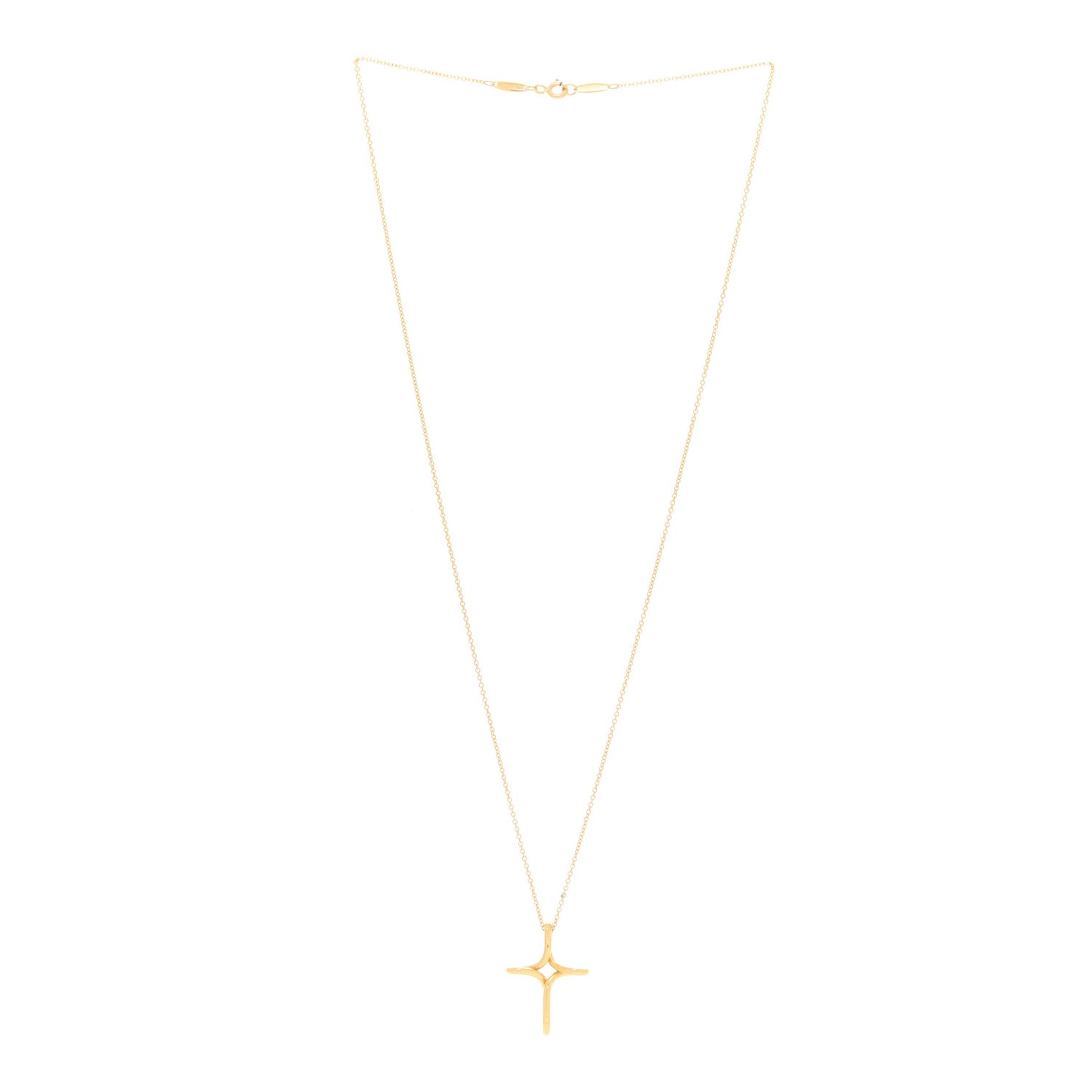 18K Yellow Gold Elsa Peretti Infinity Cross Pendant Necklace