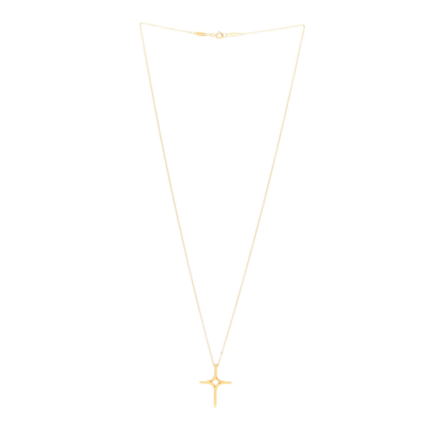 Tiffany 18K Yellow Gold Elsa Peretti Infinity Cross Pendant Necklace 3 of 6