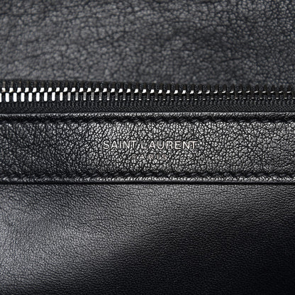 Saint Laurent Calfskin Mixed Matelasse Triquilt Large Monogram Satchel Black 6 of 8