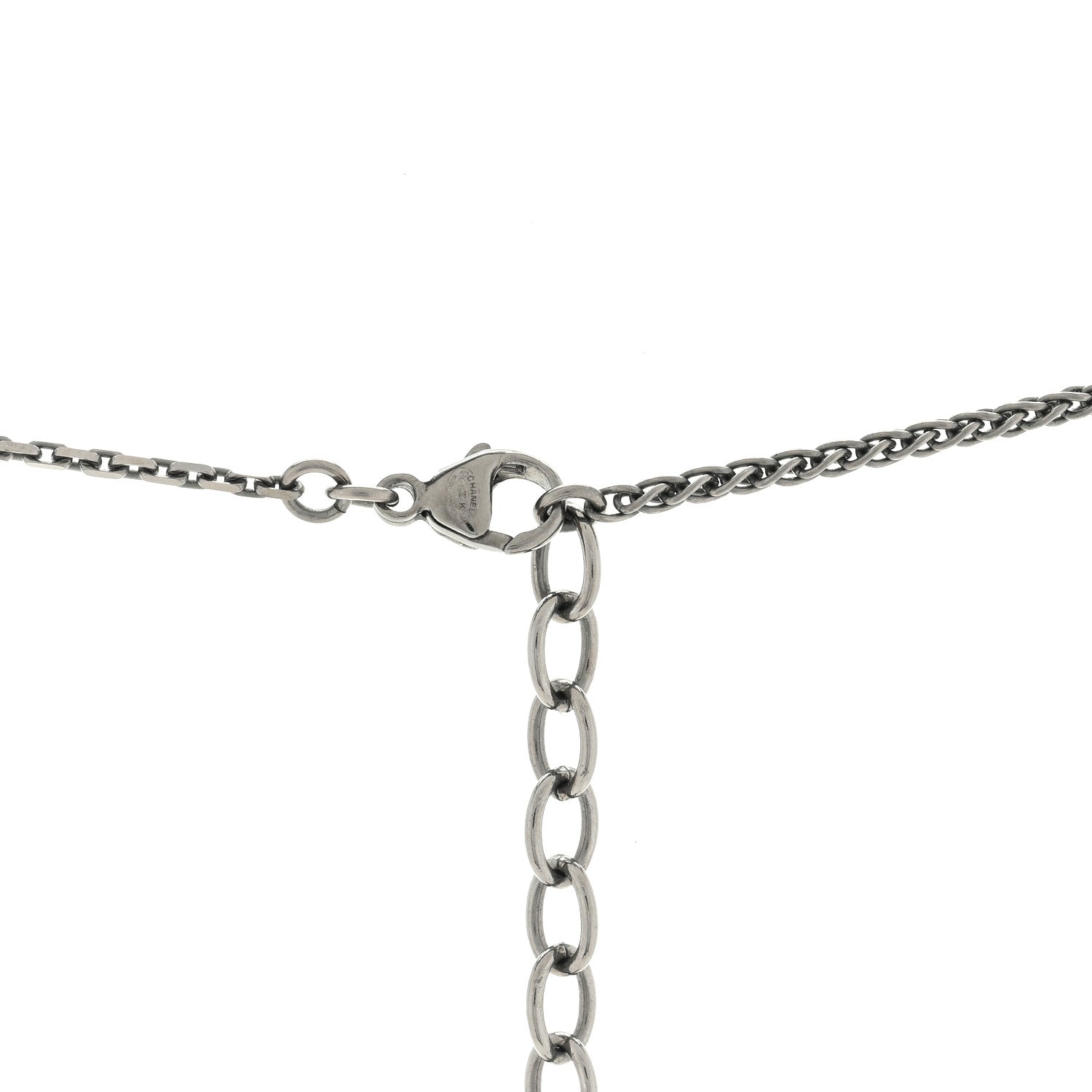 Chanel Pearl Bead CC Long Necklace Silver 4 of 5