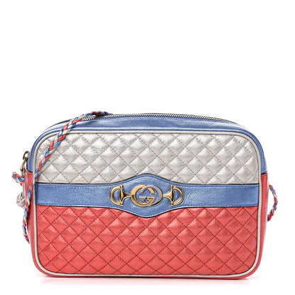 Gucci Laminated Nappa Trapuntata Small Zumi Shoulder Bag Rosso Marine Argento 1 of 8