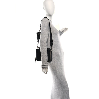 Prada Spazzolato Medium Brique Crossbody Bag Black 2 of 9