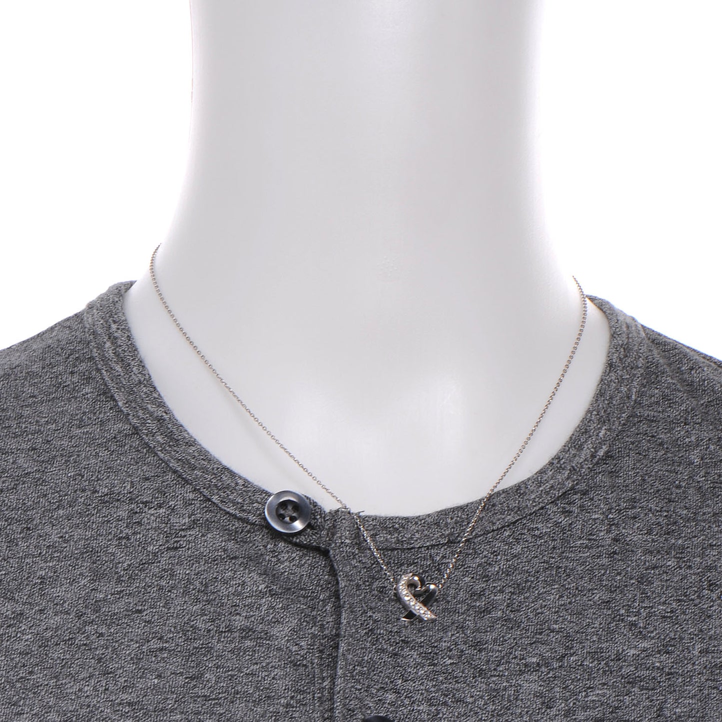 18K White Gold Diamond Small Paloma Picasso Loving Heart Necklace