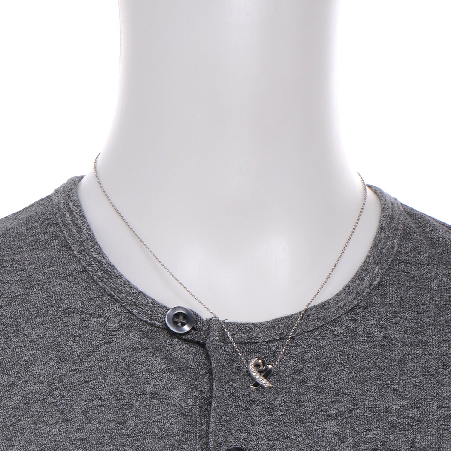 Tiffany 18K White Gold Diamond Small Paloma Picasso Loving Heart Necklace 2 of 4