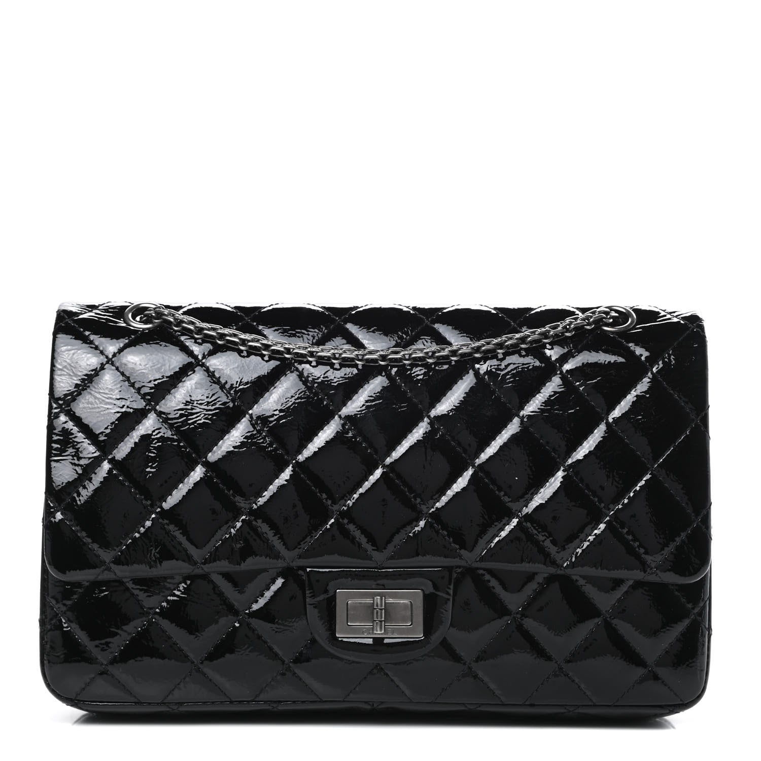 Chanel Distressed Patent Quilted 2.55 Reissue 227 Flap Black 1 of 18