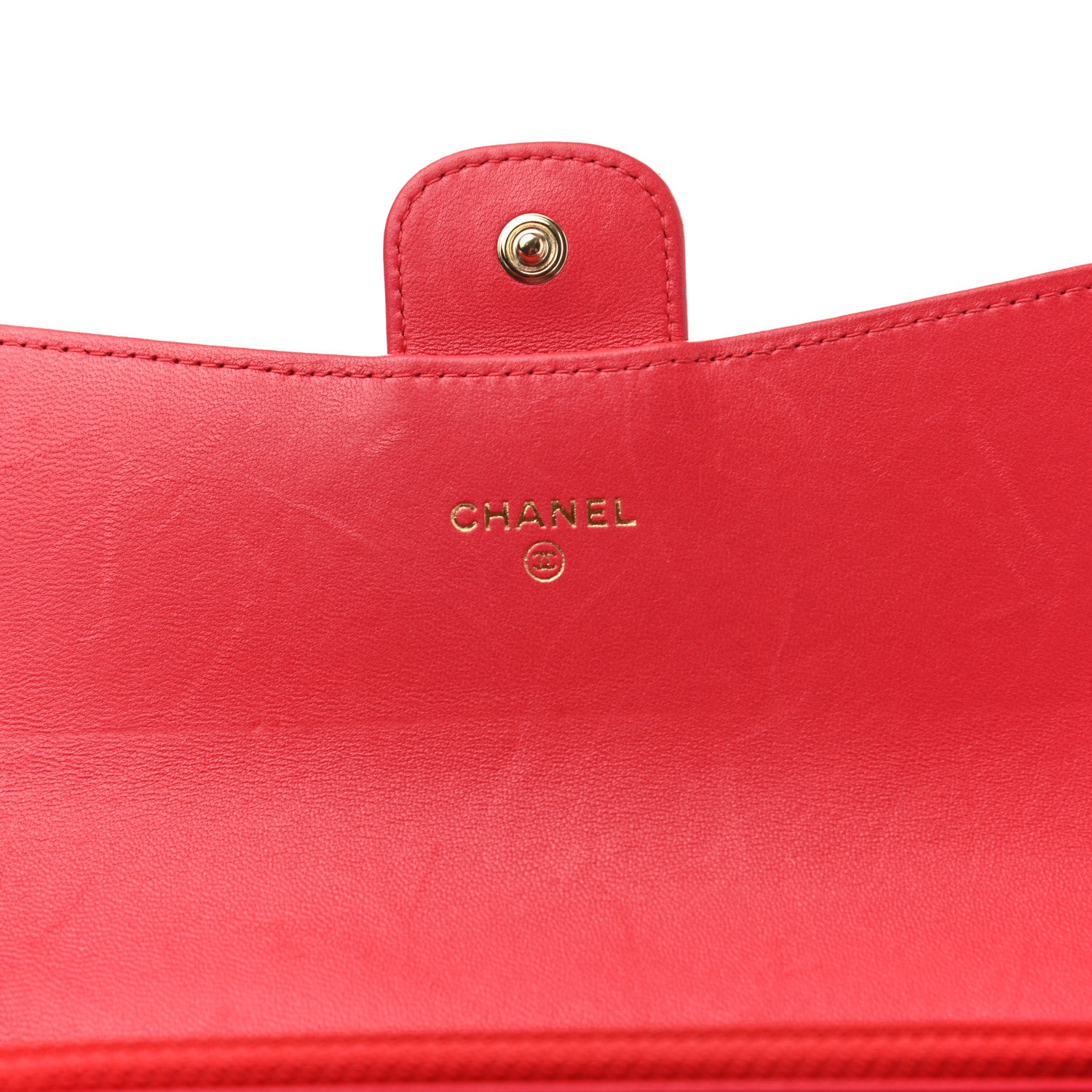 Chanel Lambskin Quilted Large Gusset Flap Wallet Red 6 of 12