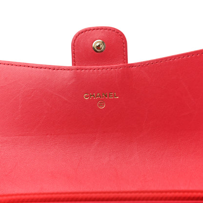 Chanel Lambskin Quilted Large Gusset Flap Wallet Red 6 of 12