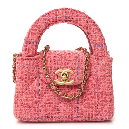 Chanel Tweed Quilted Mini Nano Kelly Shopper Pink 1 of 11