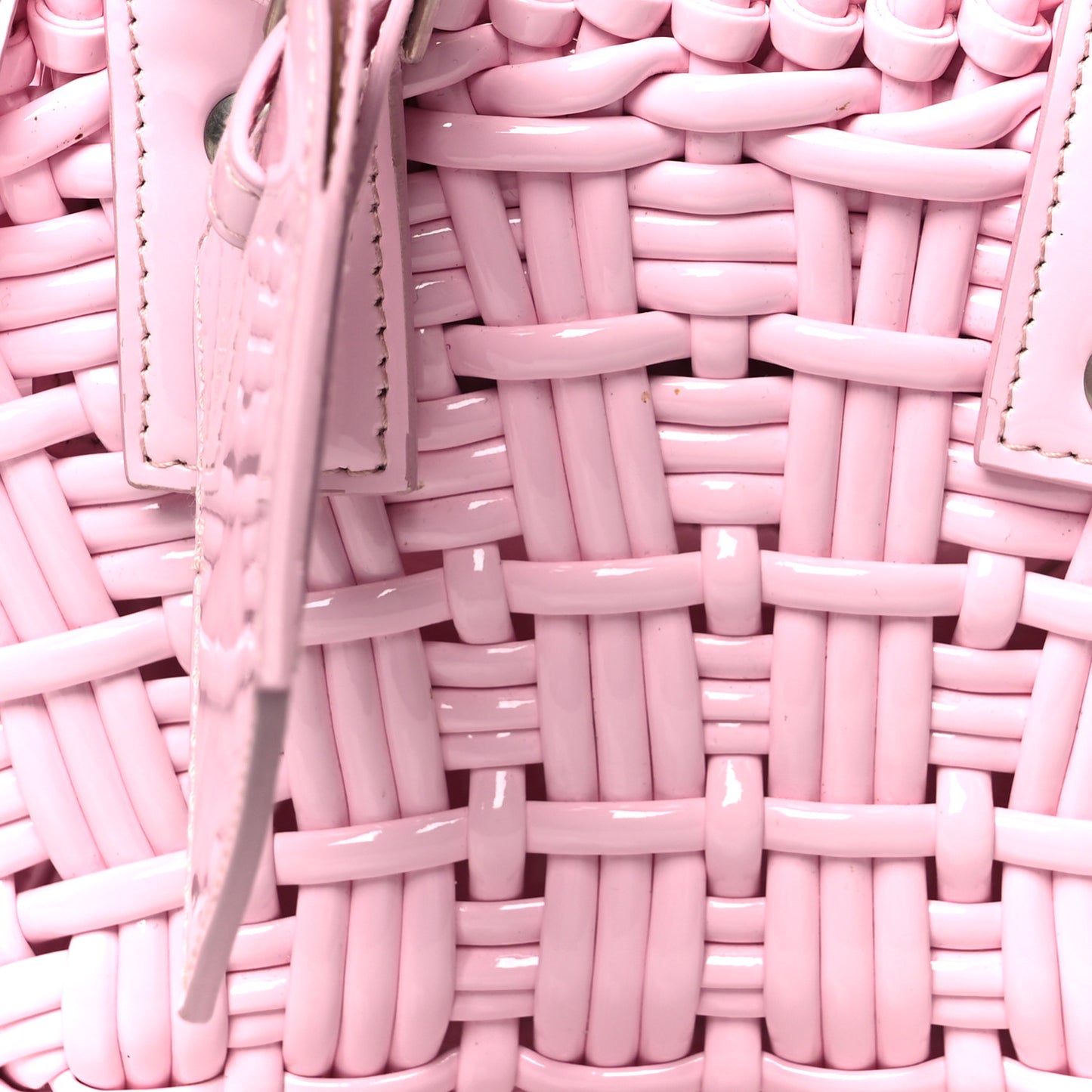 Faux Calfskin Braided Varnished XXS Bistro Basket Candy Pink