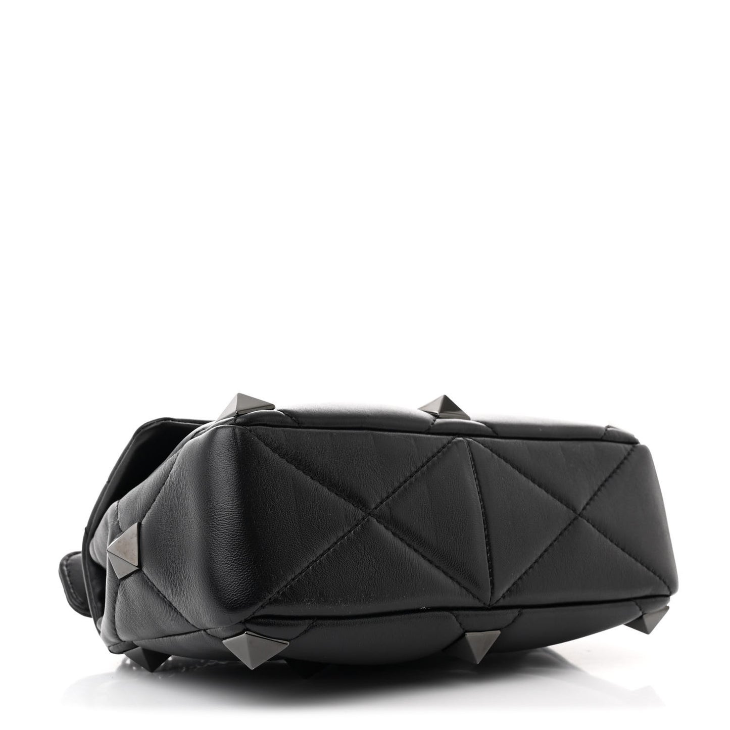 Nappa Monochrome Medium Roman Stud Shoulder Bag Black