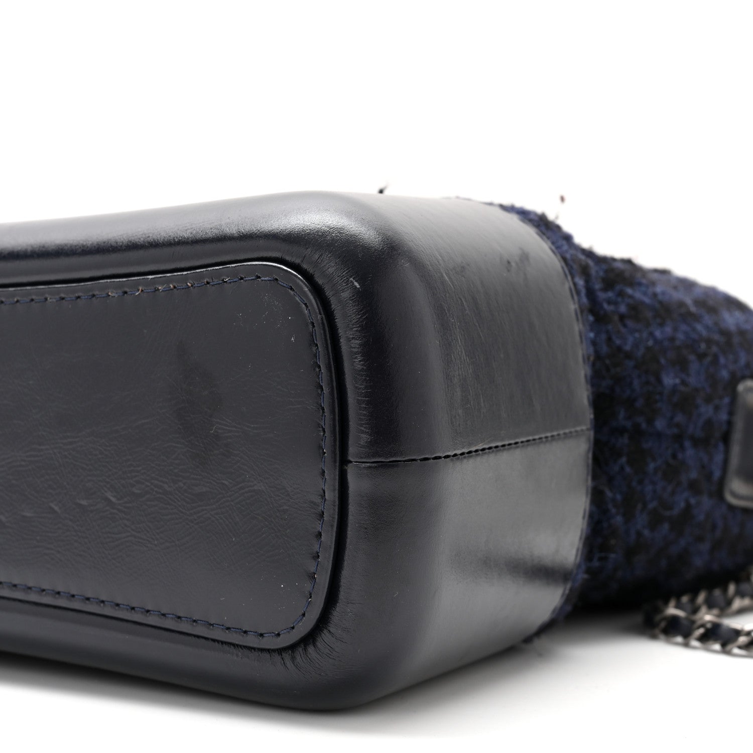 Chanel Tweed Calfskin Quilted Medium Gabrielle Hobo Black Blue 10 of 10
