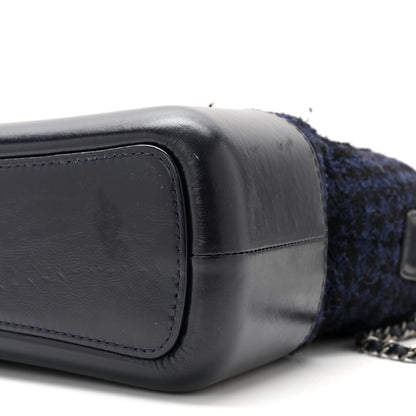 Chanel Tweed Calfskin Quilted Medium Gabrielle Hobo Black Blue 10 of 10