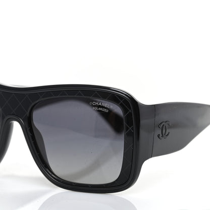 Chanel Acetate Polarized Rectangle Sunglasses 5395 Black 7 of 8