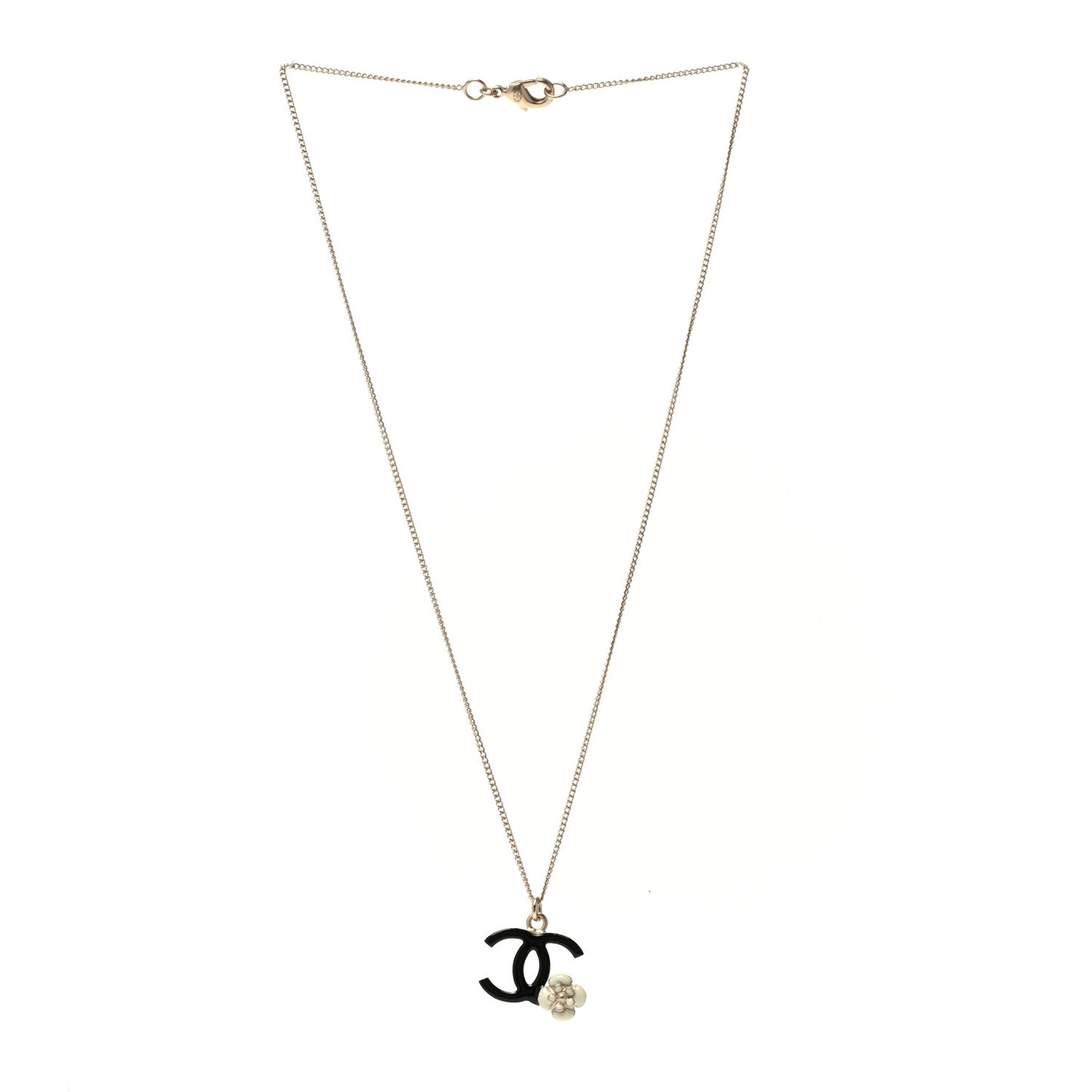 Enamel CC Camelia Necklace Gold Black