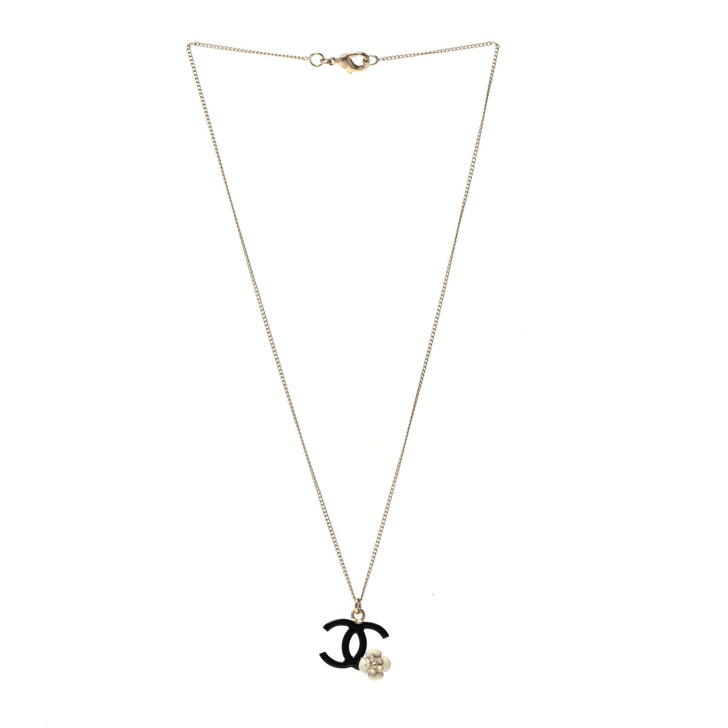 Chanel Enamel CC Camelia Necklace Gold Black 3 of 6