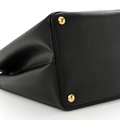 Prada Saffiano Cuir Medium Double Bag Black Fuoco 8 of 13