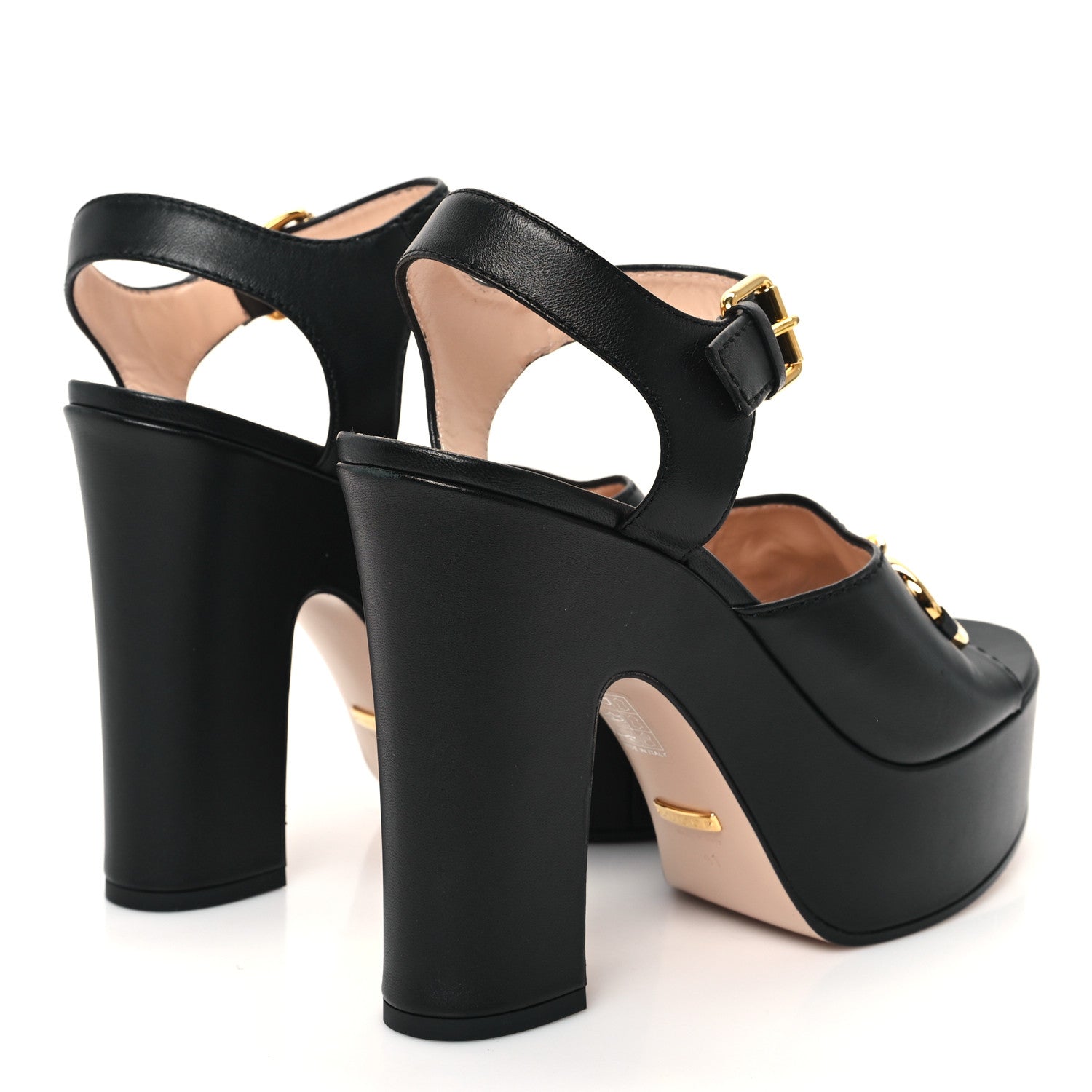 Gucci Nappa Charlotte Horsebit 40/135mm Platform Sandals 41 Black 5 of 10
