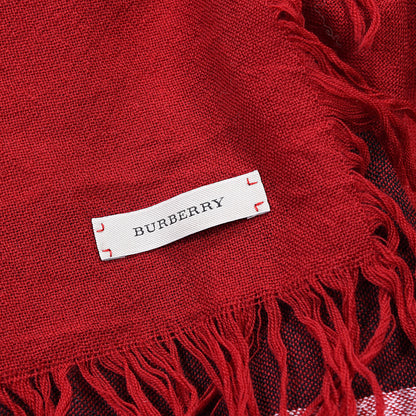 Burberry Merino Wool Check Square Scarf Red 6 of 6
