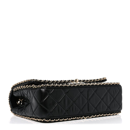 Chanel Crumpled Calfskin Quilted Large Chain All Over Flap Bag Black 4 of 12