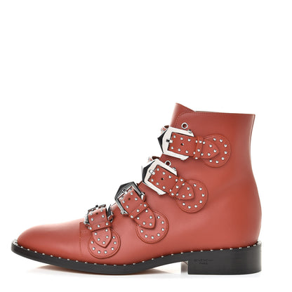Givenchy Calfskin Studded Prue Buckle Bootie 38.5 Cognac 1 of 10
