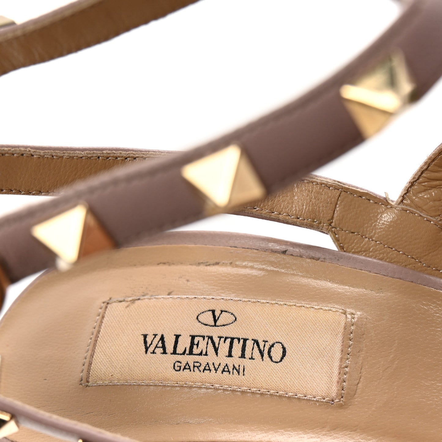 Patent Nappa Rockstud Ankle Strap 100mm Pumps 39.5 Poudre
