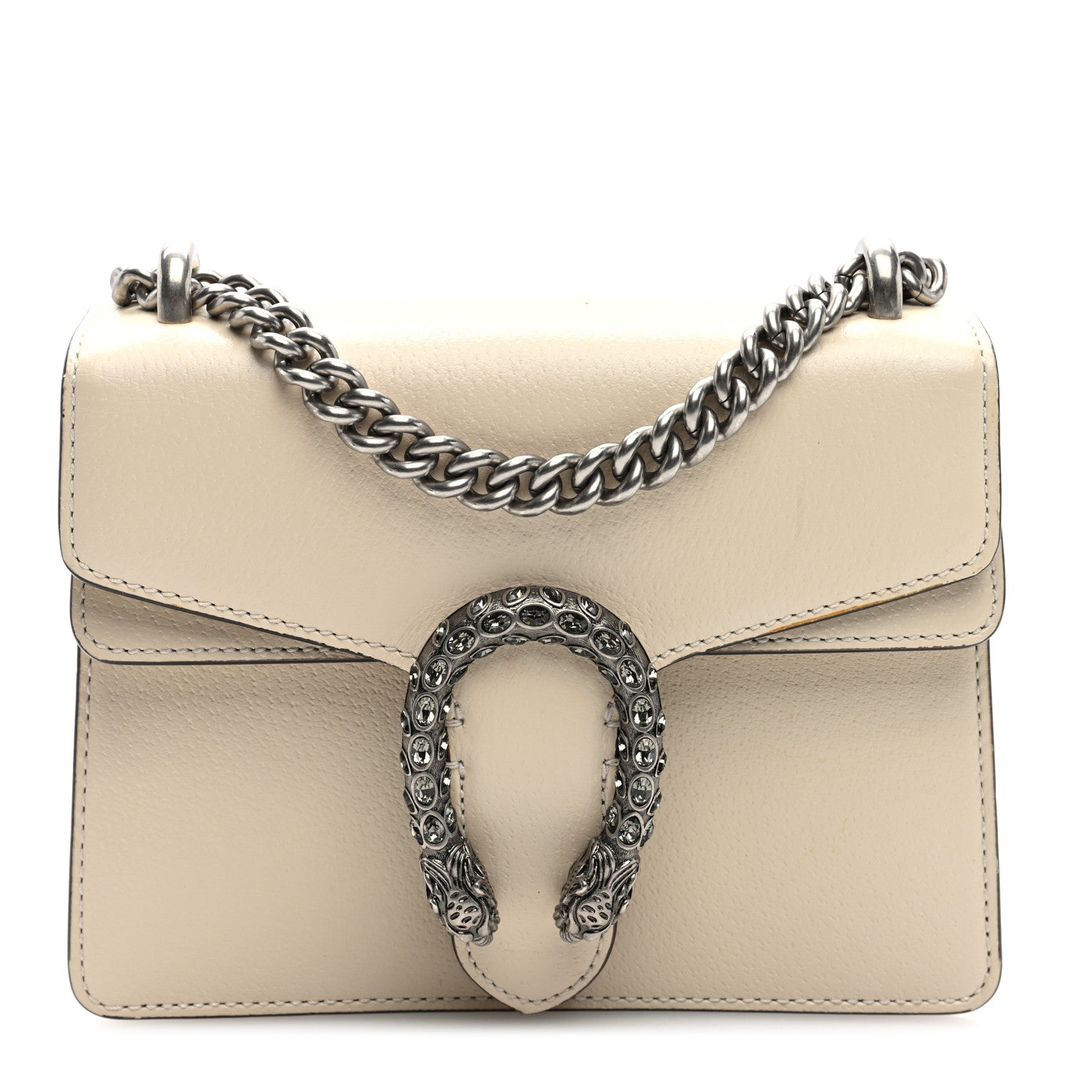 Gucci Textured Calfskin Crystal Mini Dionysus Shoulder Bag Mystic White 1 of 10