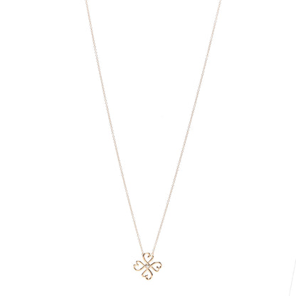 Tiffany 18K Rose Gold Diamond Loving Heart Clover Pendant Necklace 1 of 5