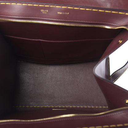 Celine Smooth Calfskin Yellow Stitching Medium Trapeze Burgundy 6 of 14