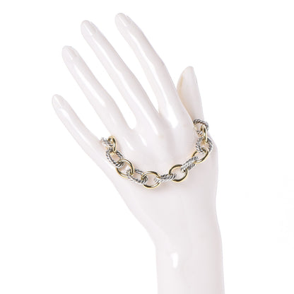 David Yurman Sterling Silver 18K Yellow Gold 12mm Large Oval Link Bracelet 2 of 6