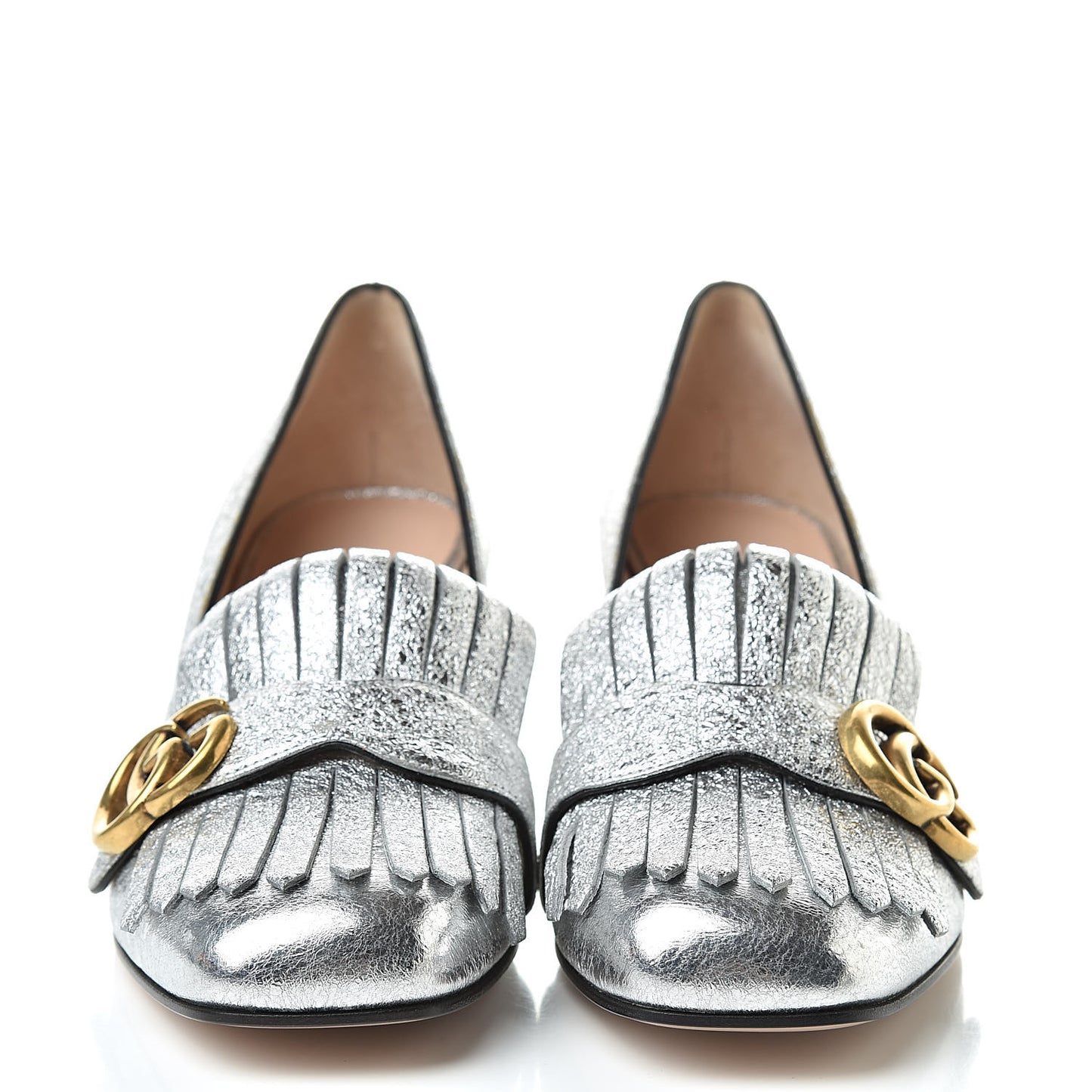 Galassia GG Marmont Fringe 50mm Loafer Pumps 38 Argento