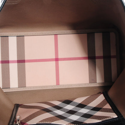 Burberry Patent Nova Check Medium Tote Black 5 of 8